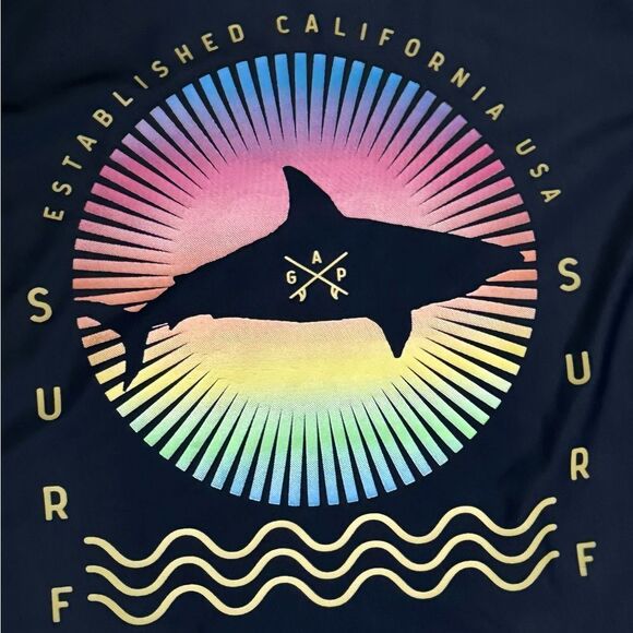 GAP Kids Boys Long Sleeve Shark Surf Rash Guard & Swim Trunks. Large. - Picture 3 of 11